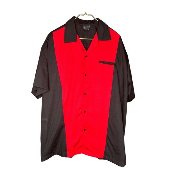 Vintage Style Black & Red Bowling Shirt By Sivle 3X Short Sleeve Button-Up - Picture 1 of 10